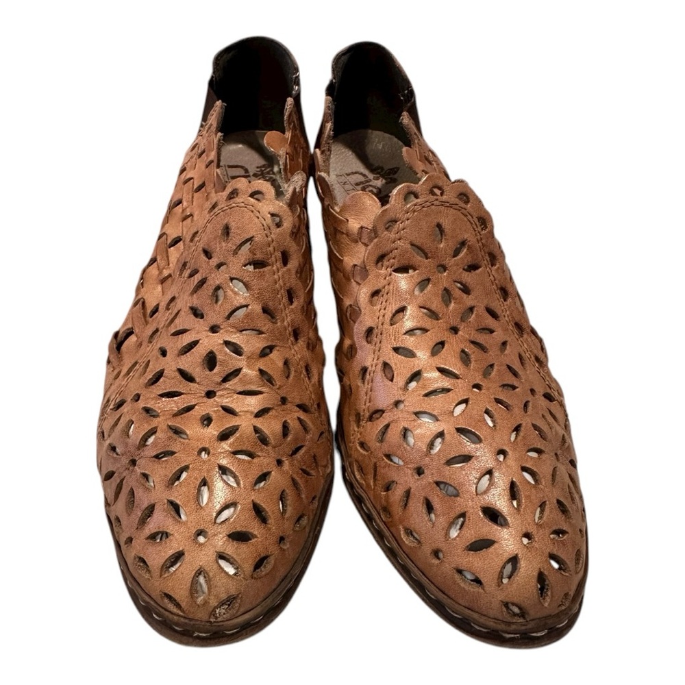 Rieker Antistress‎ Brown Leather Laser Cut Slip-On Comfort Shoes Size (measure)